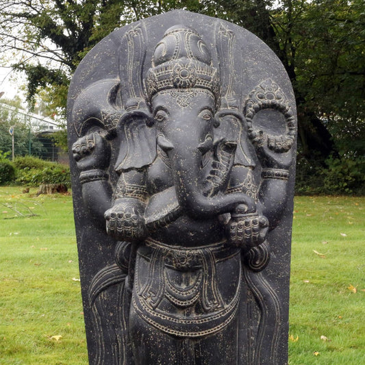 Ganesha Steinfigur Gartenfigur Skulptur Garten Deko Dekoration