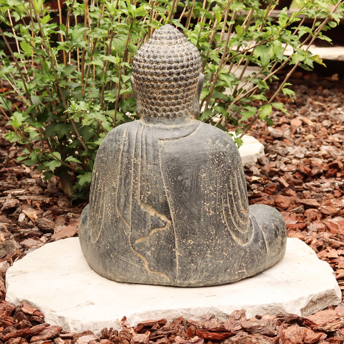 Buddha Steinfigur sitzend Skulptur Japan Stein Figur Statue Garten Asien 40 cm