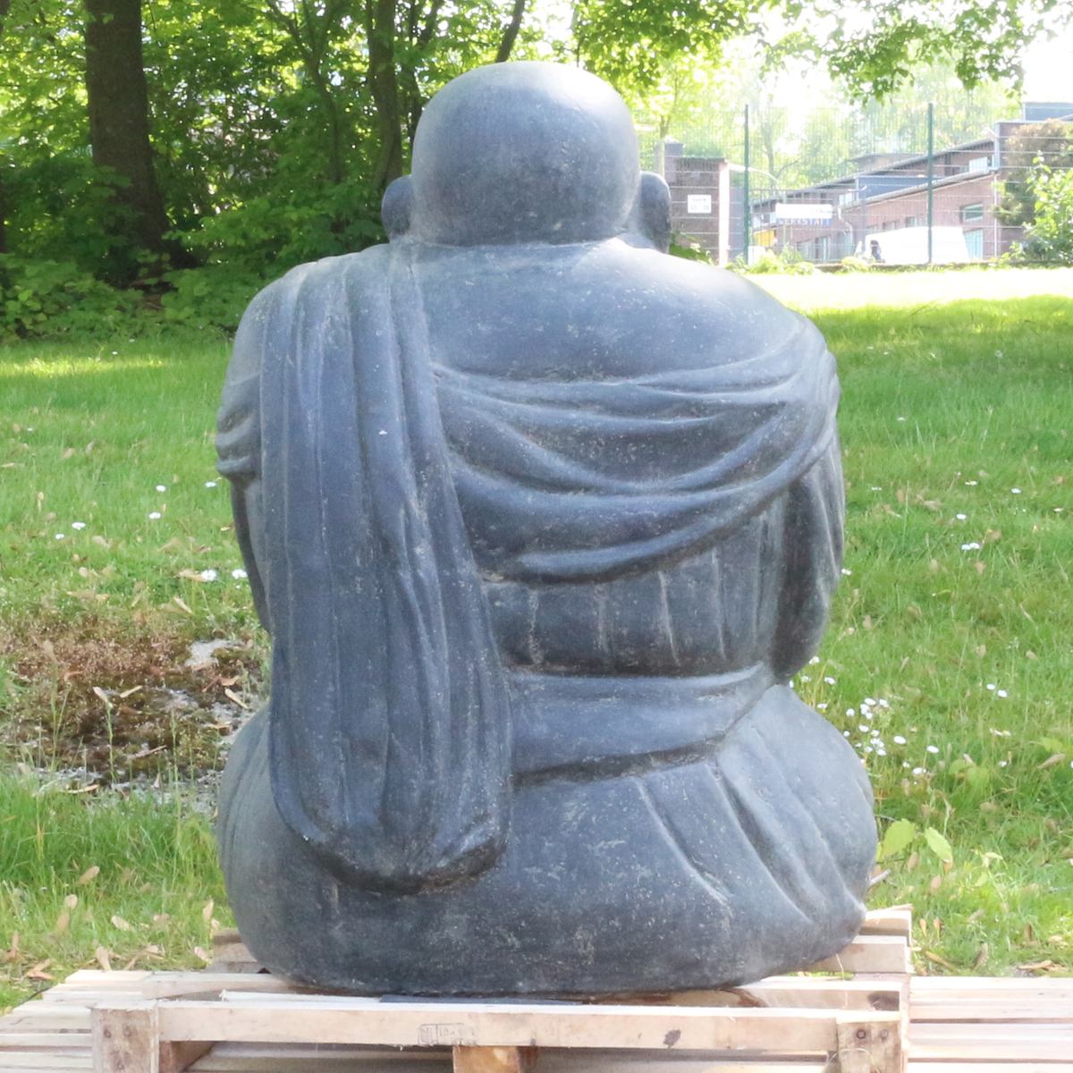China Buddha Steinfigur Deko aus Stein für den Garten frostsicher wetterfest groß