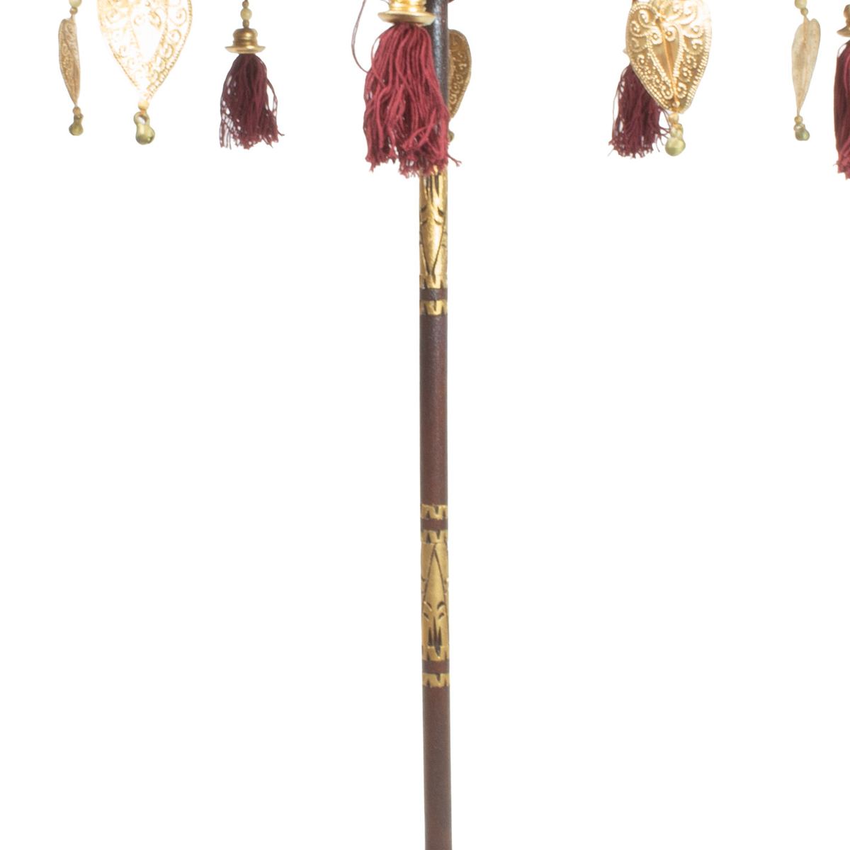 Kleiner Tischschirm aus Bali Garten Schirm Dekoration Party Partyschirm Handarbeit Orient Dekoschirm ca. 62 cm Dunkelrot