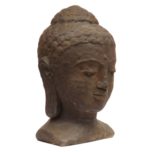 Buddha Kopf Head Steinfigur Skulptur Stein Massiv Bali Garten Deko 39 cm