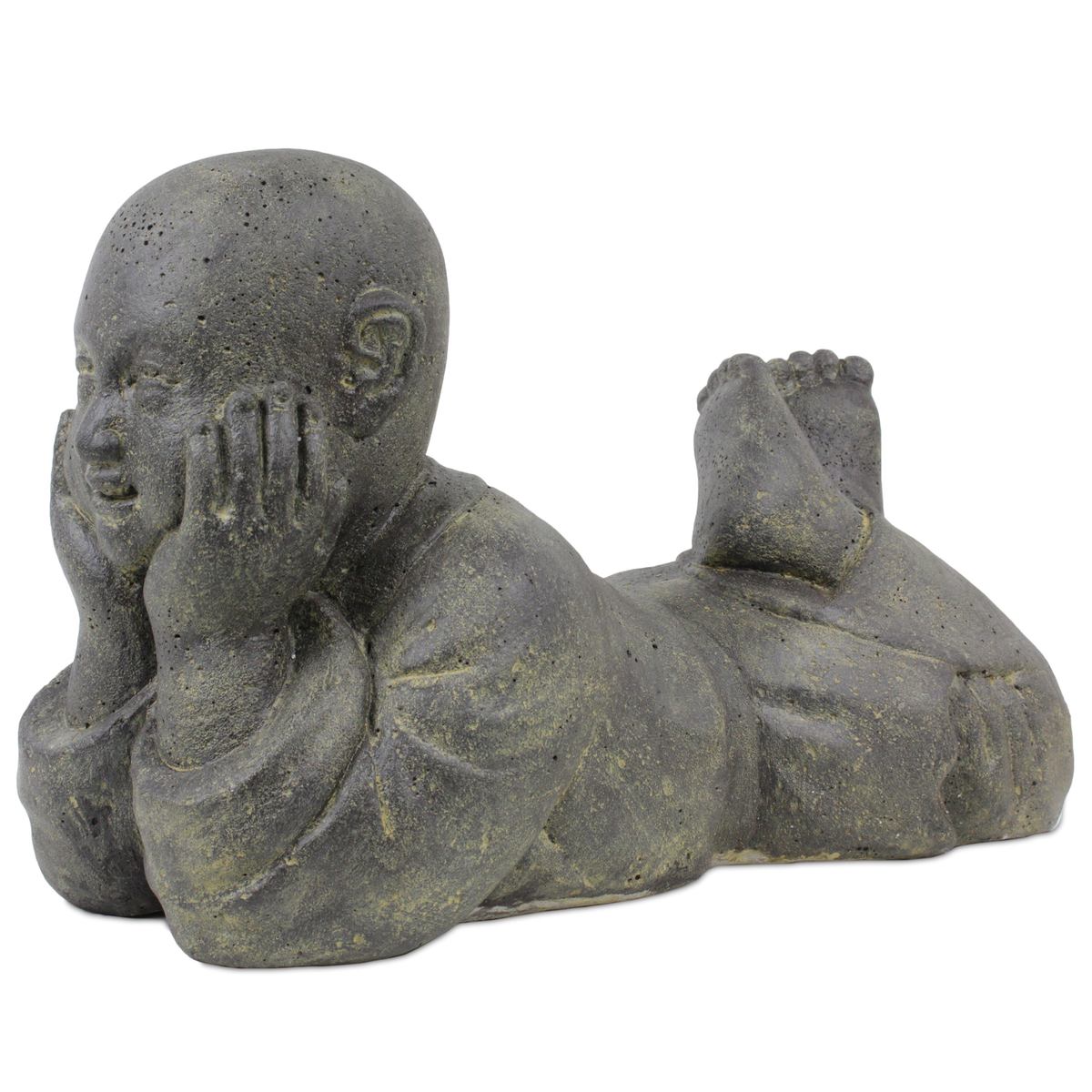 Mönch Tempel Buddha Figur Shaolin Skulptur Lavasand Asien Stein Garten 42cm