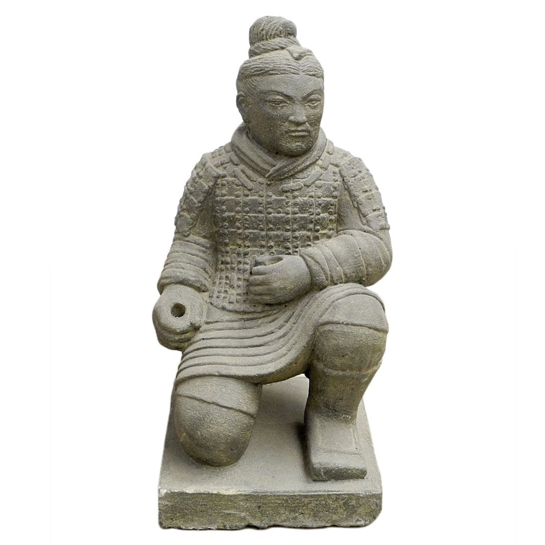 Chinesischer Krieger Figur Gartenfigur Dekofigur Tempelkrieger Schwertkämpfer Steinguss Stein 50cm
