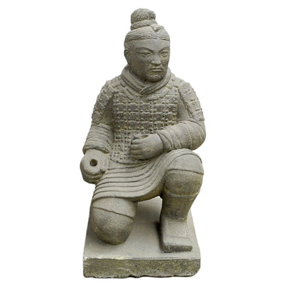 Chinesischer Krieger Figur Gartenfigur Dekofigur Tempelkrieger Schwertkämpfer Steinguss Stein 50cm