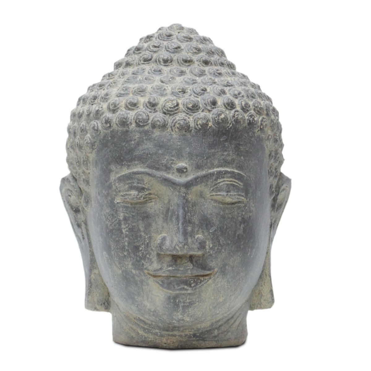 Buddha Kopf Head Steinfigur Skulptur Stein Lavasand Bali Garten Deko 33 cm