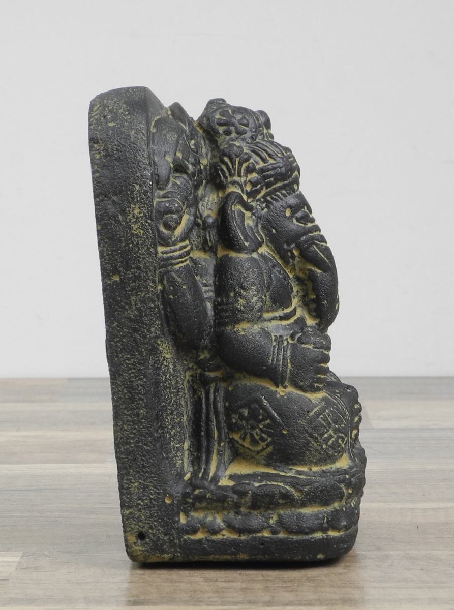 Ganesha Hinduismus Buddhismus Gott Götterbote Ganapati Geschenk Stein Lavastein Grau 18 cm