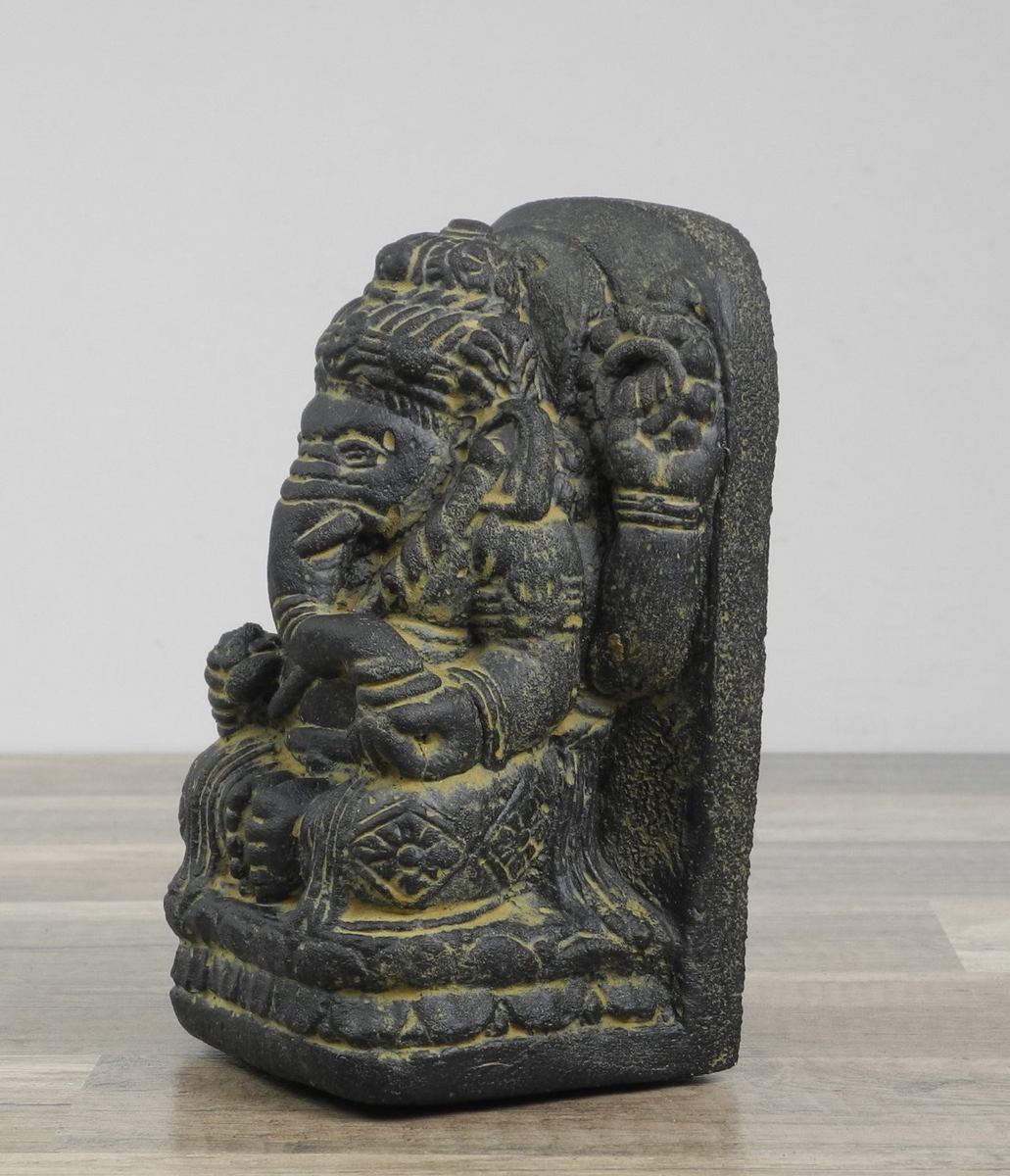 Ganesha Hinduismus Buddhismus Gott Götterbote Ganapati Geschenk Stein Lavastein Grau 18 cm