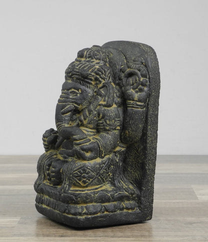 Ganesha Hinduismus Buddhismus Gott Götterbote Ganapati Geschenk Stein Lavastein Grau 18 cm