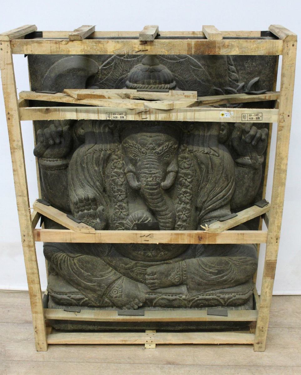 Ganesha Steinfigur Gartendeko Figuren Groß Steinfiguren Relief Steinfiguren Stein 120 cm