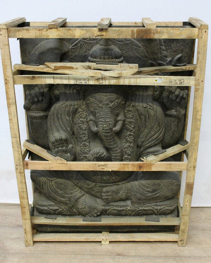 Ganesha Steinfigur Gartendeko Figuren Groß Steinfiguren Relief Steinfiguren Stein 120 cm