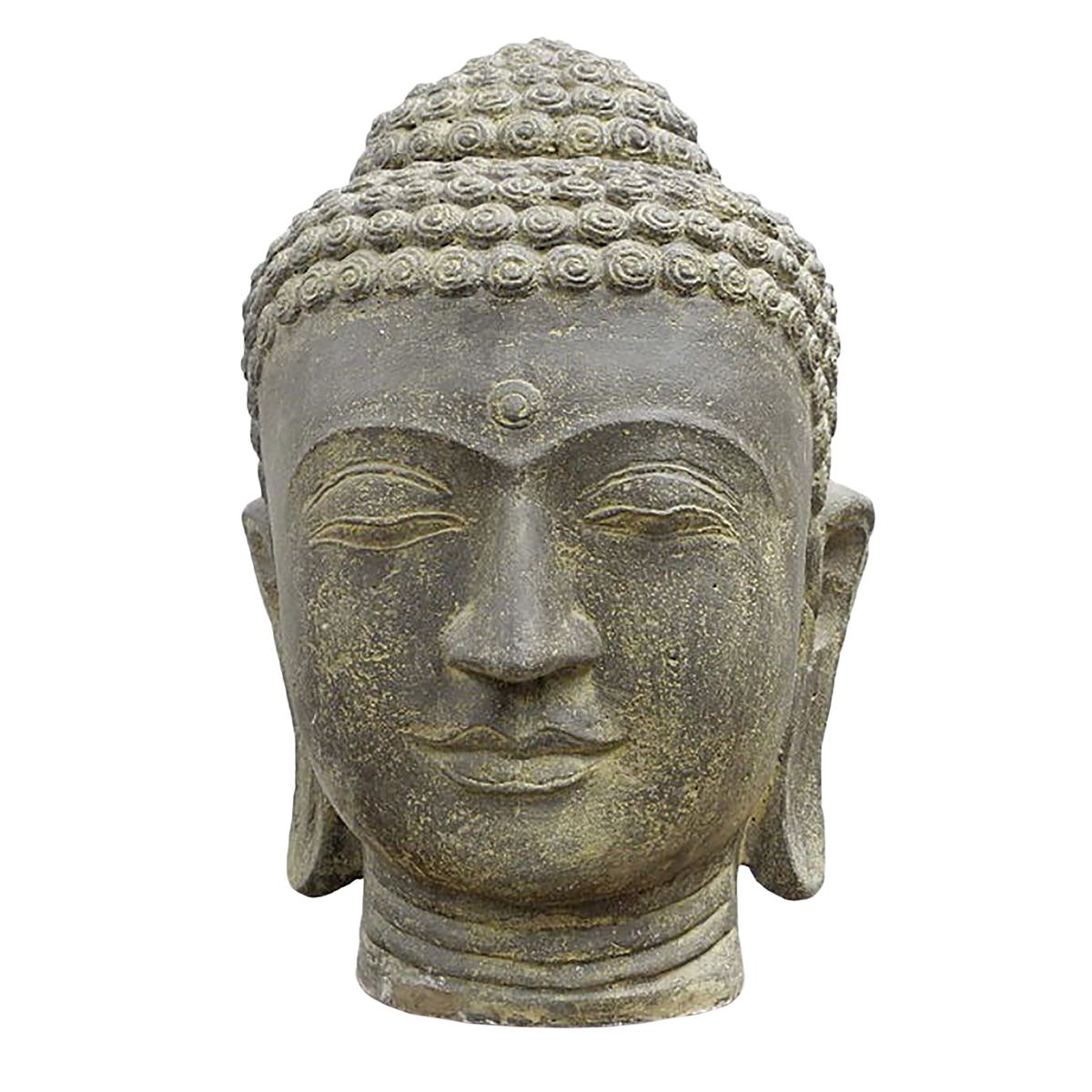 Buddha Kopf Groß Garten Steinfigur Deko Figur Skulptur Lavasand Stein Head Bali 72 cm