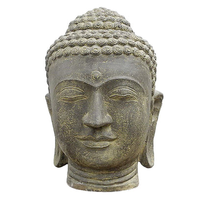 Buddha Kopf Groß Garten Steinfigur Deko Figur Skulptur Lavasand Stein Head Bali 72 cm