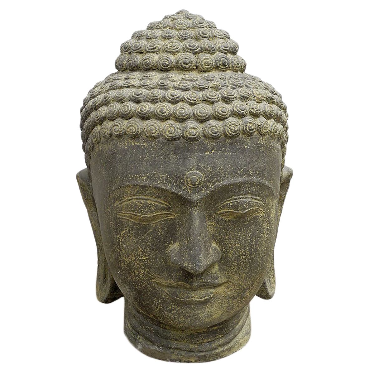 Buddha Kopf Groß Garten Steinfigur Deko Figur Skulptur Lavasand Stein Head Bali 72 cm