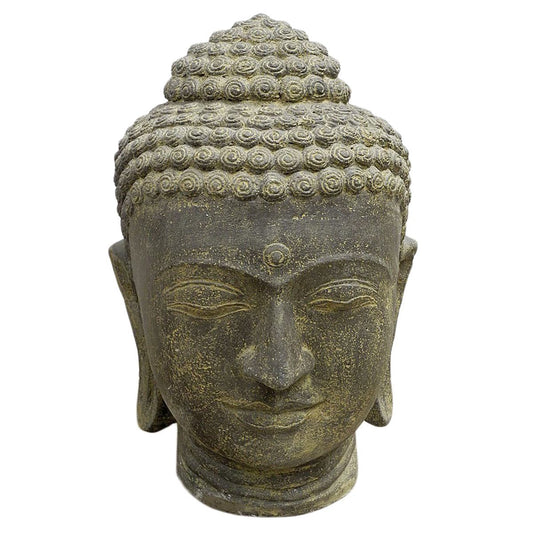 Buddha Kopf Groß Garten Steinfigur Deko Figur Skulptur Lavasand Stein Head Bali 72 cm