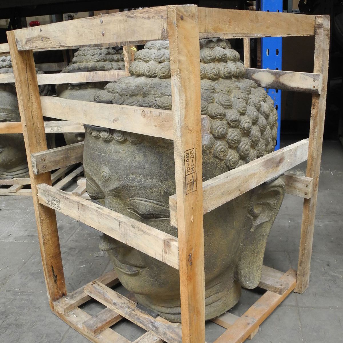 Buddha Kopf Groß Garten Steinfigur Deko Figur Skulptur Lavasand Stein Head Bali 72 cm