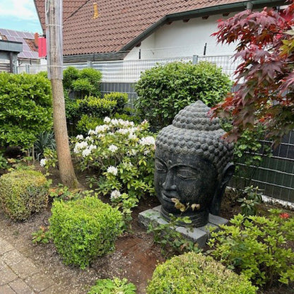Buddhakopf aus Stein Steinfigur Gartenfigur Buddha Gartendeko