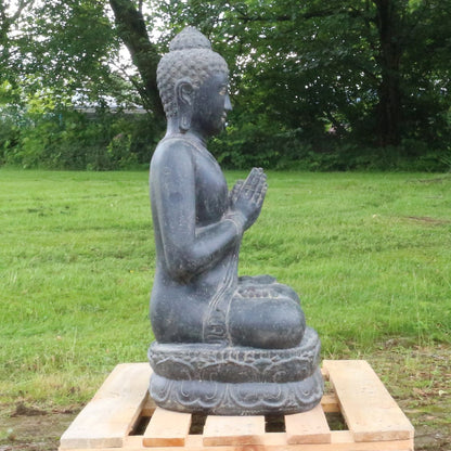 Buddha Steinfigur Deko aus Stein für den Garten frostsicher wetterfest groß Steinbuddha