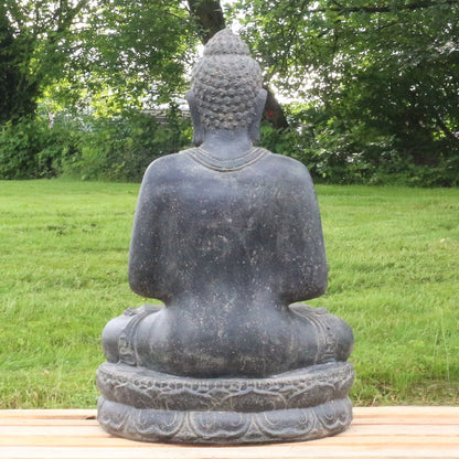 Buddha Steinfigur Deko aus Stein für den Garten frostsicher wetterfest groß Steinbuddha