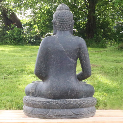 Buddha Steinfigur Deko aus Stein für den Garten frostsicher wetterfest groß Steinbuddha