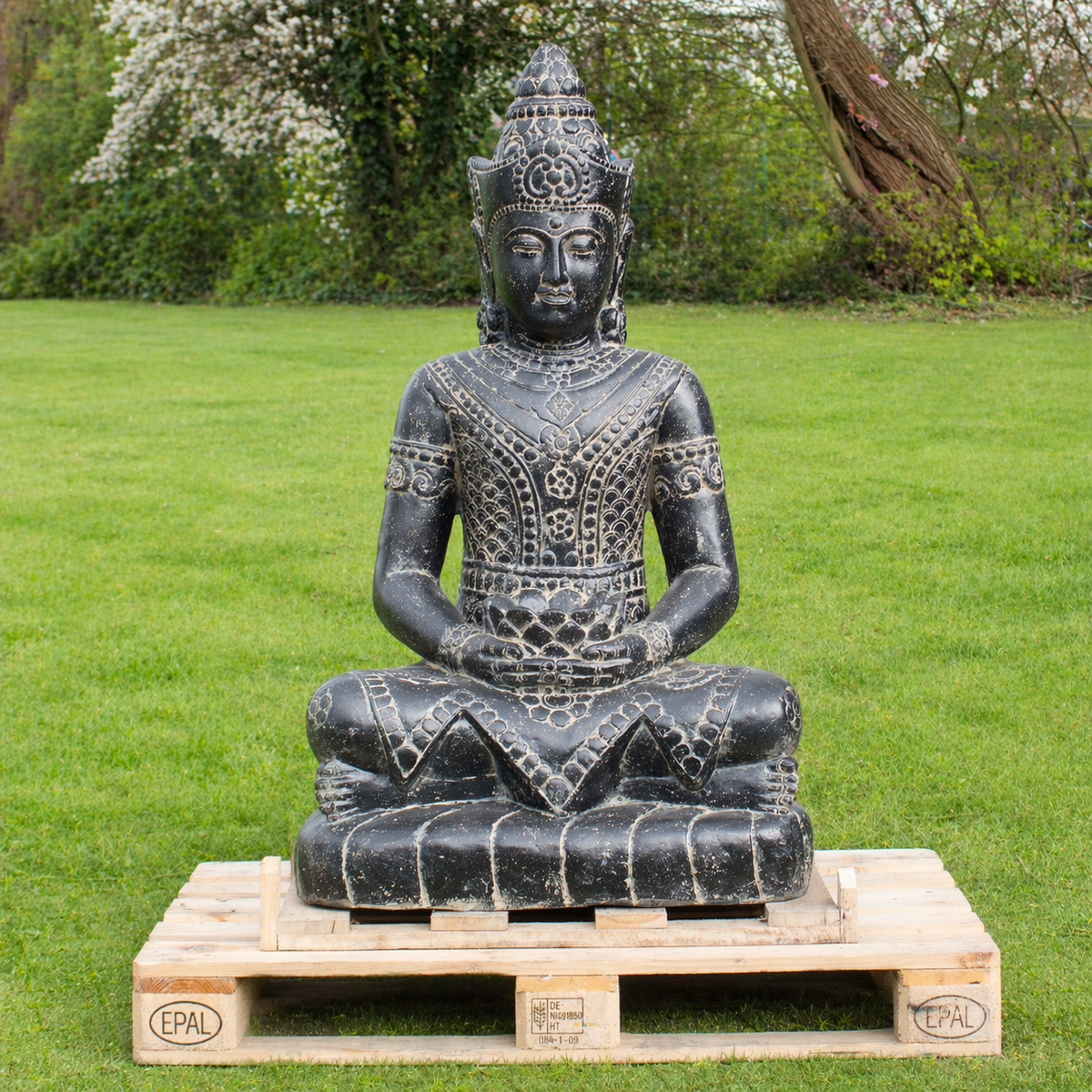 Buddha Statue sitzend Figur Skulptur Asien Indonesien Deko GRC Beton Gartenfigur 126 cm