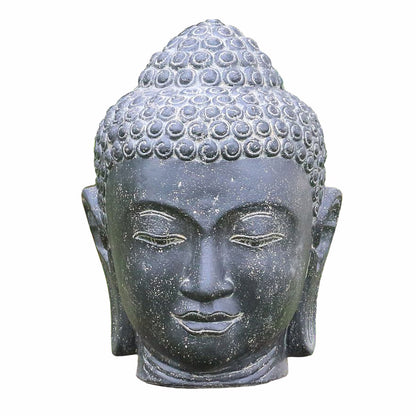 Buddha Kopf Figur 33 cm hoch aus Lavastein für Garten oder Innenbereich