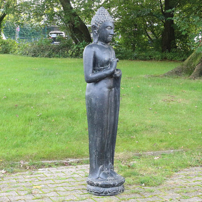 Buddha Statue Skulptur Figur Stehend Asien Indonesien Deko Steinguss Lavastein Gartenfigur Chakra 150 cm