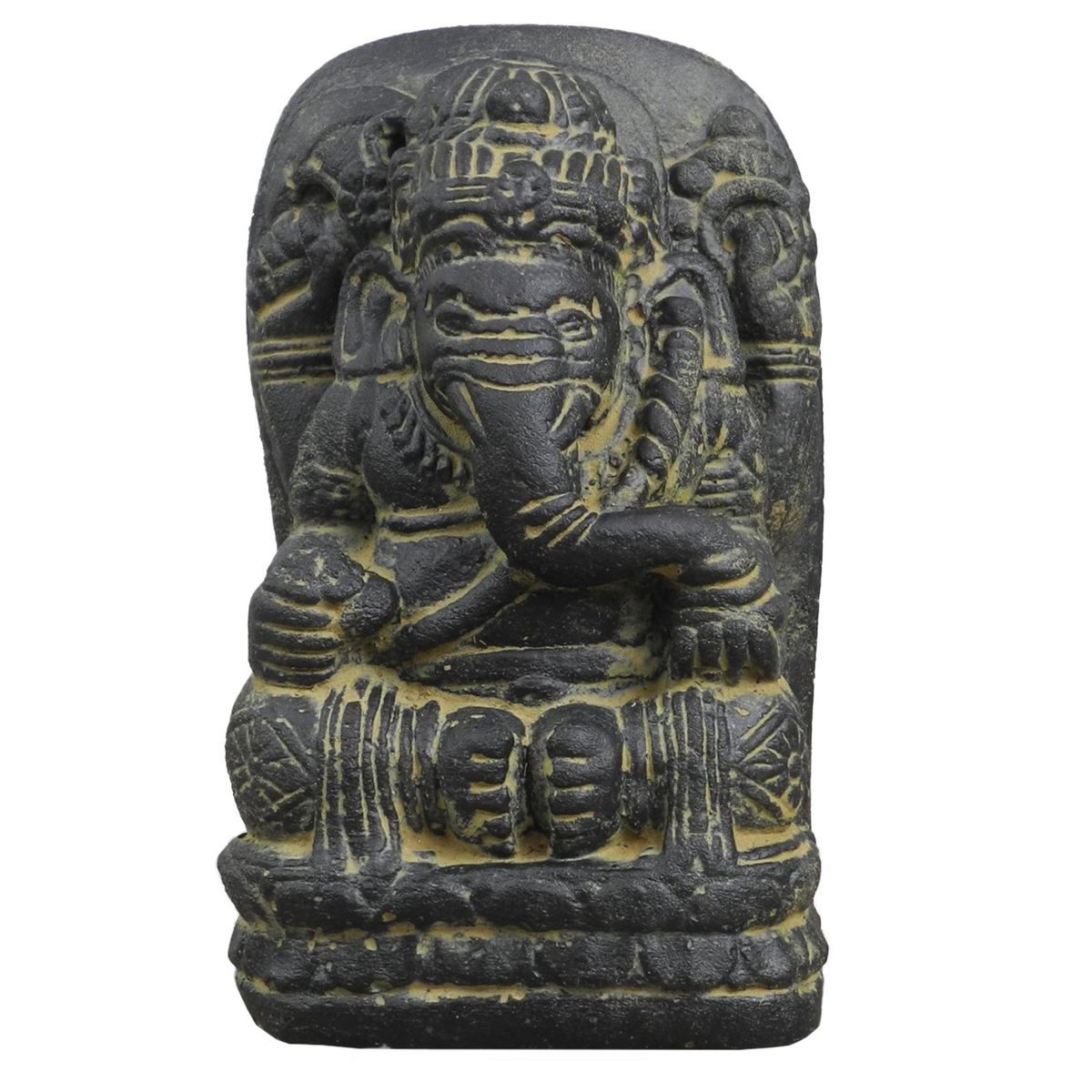 Ganesha Hinduismus Buddhismus Gott Götterbote Ganapati Geschenk Stein Lavastein Grau 18 cm