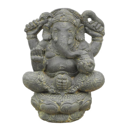 Ganesha Hinduismus Buddhismus Gott Götterbote Ganapati Geschenk Stein Lavastein Grau 40cm