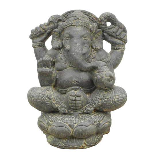 Ganesha Hinduismus Buddhismus Gott Götterbote Ganapati Geschenk Stein Lavastein Grau 40cm