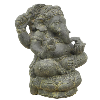 Ganesha Hinduismus Buddhismus Gott Götterbote Ganapati Geschenk Stein Lavastein Grau 40cm