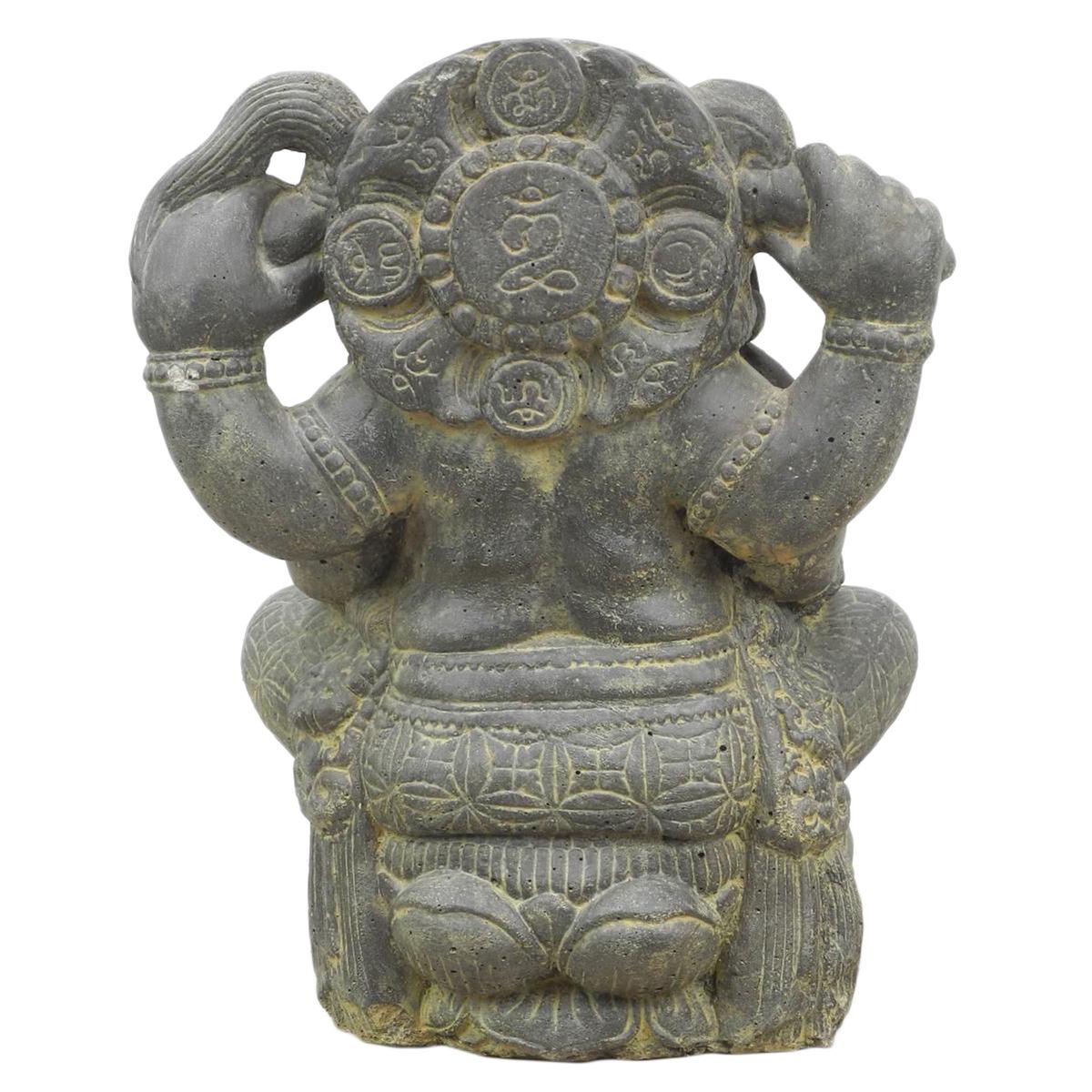Ganesha Hinduismus Buddhismus Gott Götterbote Ganapati Geschenk Stein Lavastein Grau 40cm