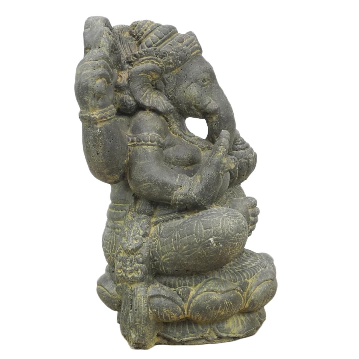 Ganesha Hinduismus Buddhismus Gott Götterbote Ganapati Geschenk Stein Lavastein Grau 40cm