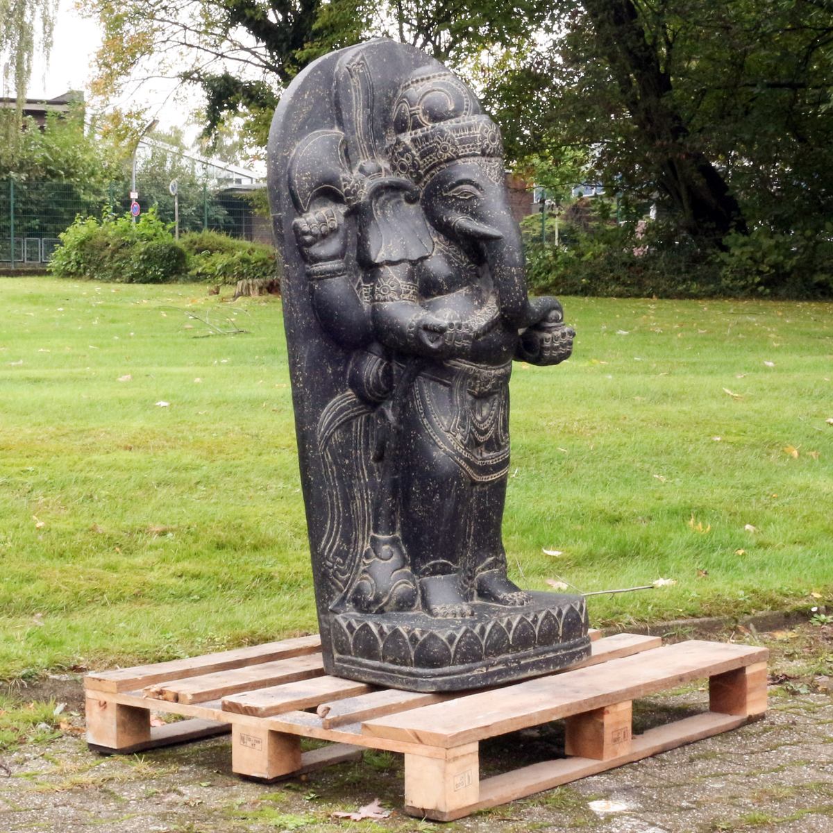 Ganesha Steinfigur Gartenfigur Skulptur Garten Deko Dekoration 
