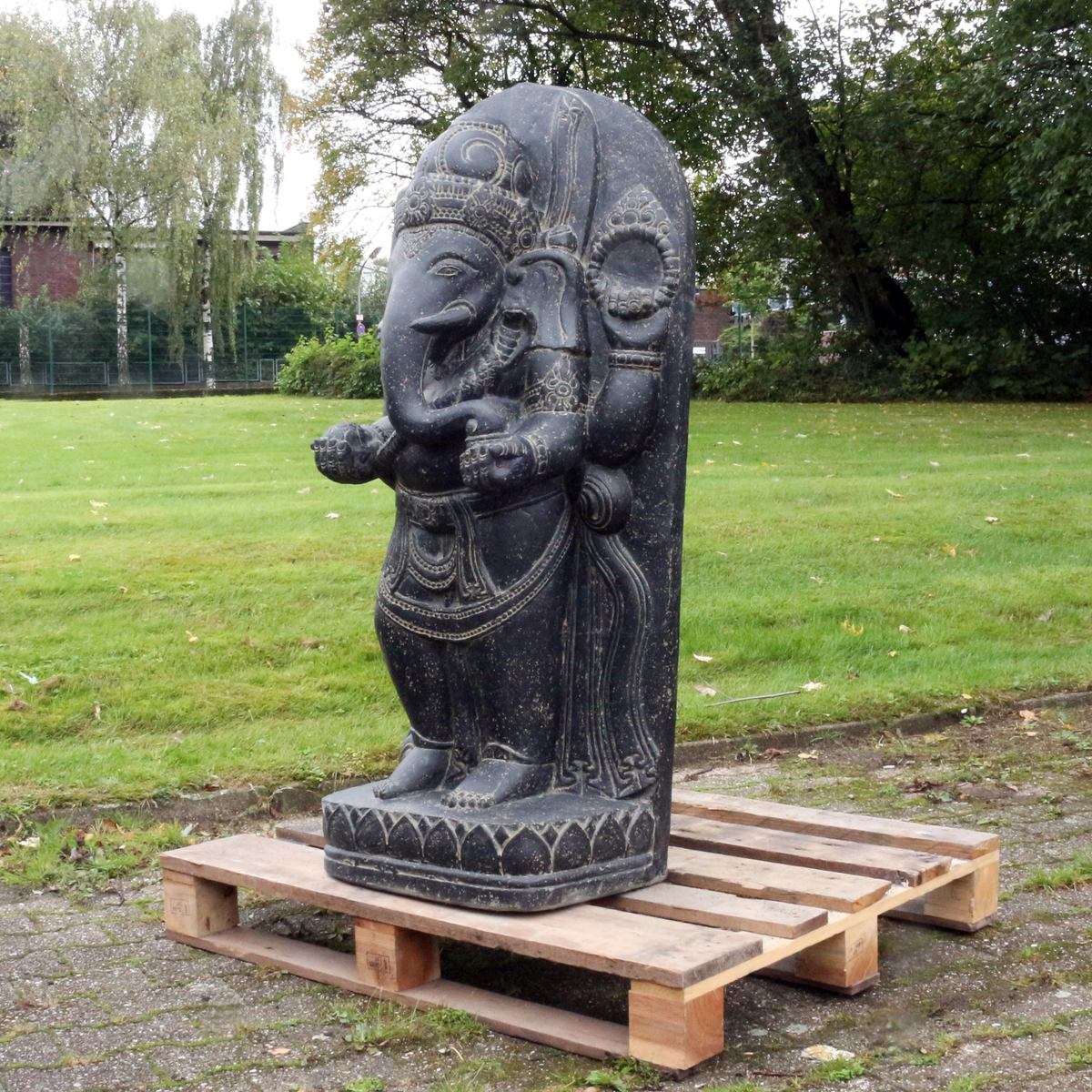 Ganesha Steinfigur Gartenfigur Skulptur Garten Deko Dekoration 