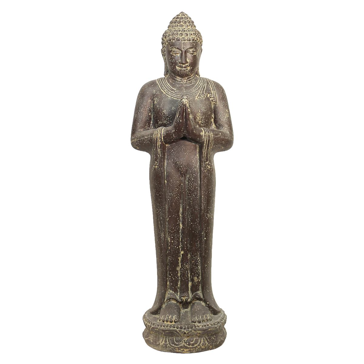 Buddha Statue Figur Skulptur Stehend Asien Indonesien Deko Steinguss Lavastein Gartenfigur Skulptur Greetings 117 cm