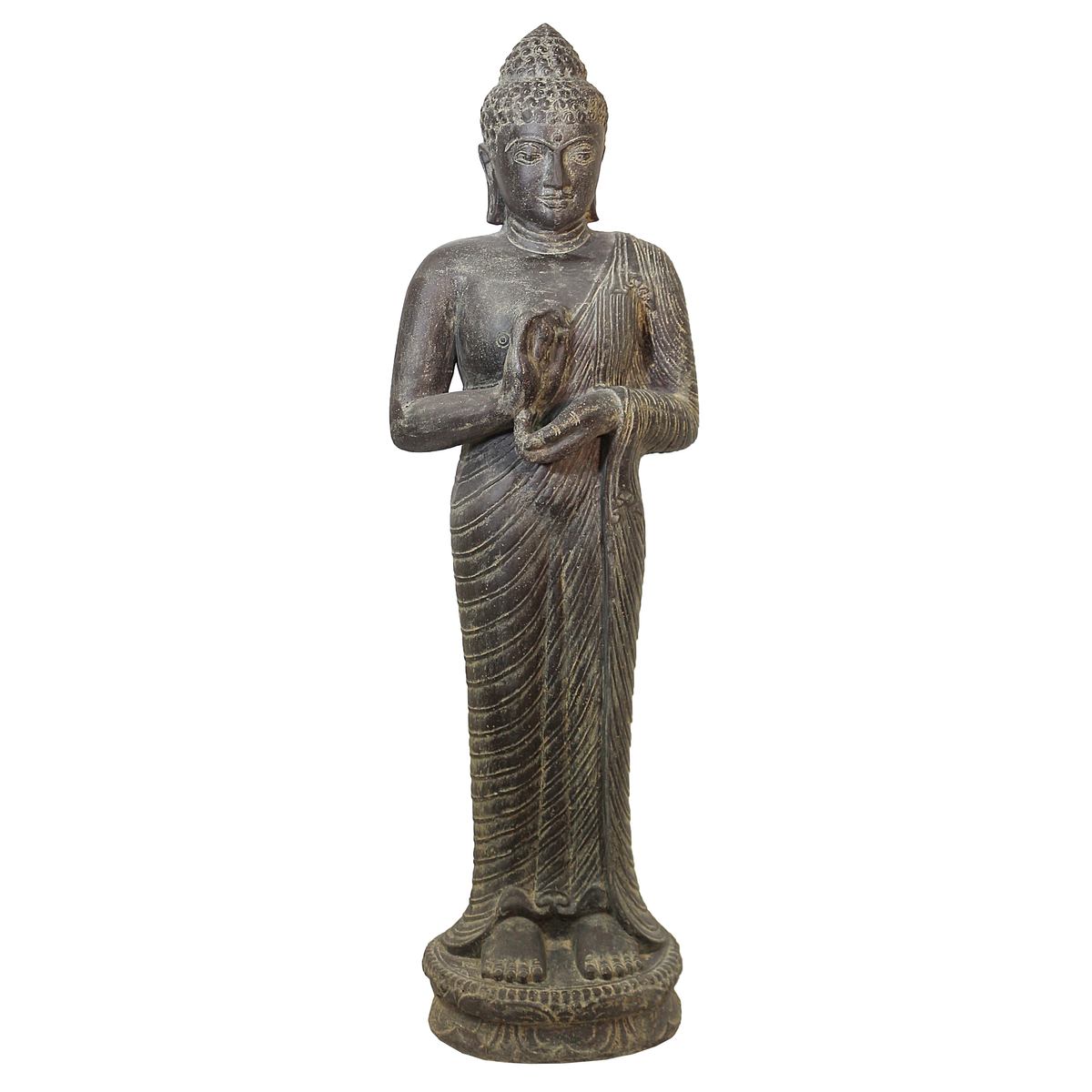 Buddha Steinfigur Deko aus Stein für den Garten frostsicher wetterfest groß Steinbuddha