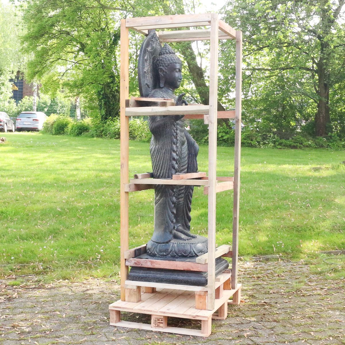 Buddha Steinfigur Deko aus Stein für den Garten frostsicher wetterfest groß Steinbuddha