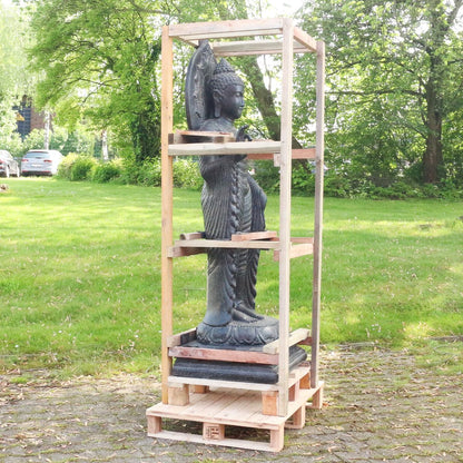 Buddha Steinfigur Deko aus Stein für den Garten frostsicher wetterfest groß Steinbuddha