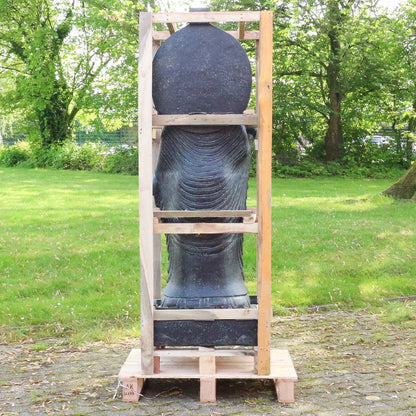 Buddha Steinfigur Deko aus Stein für den Garten frostsicher wetterfest groß Steinbuddha