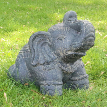 Steinfigur Elefant Elefantenfigur Garten Stein Figur Gartendeko Deko Steindeko Massiv 35 cm