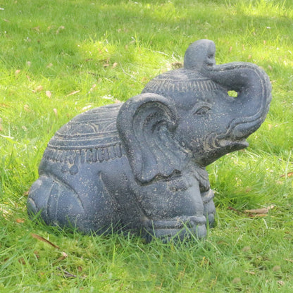 Steinfigur Elefant Elefantenfigur Garten Stein Figur Gartendeko Deko Steindeko Massiv 35 cm