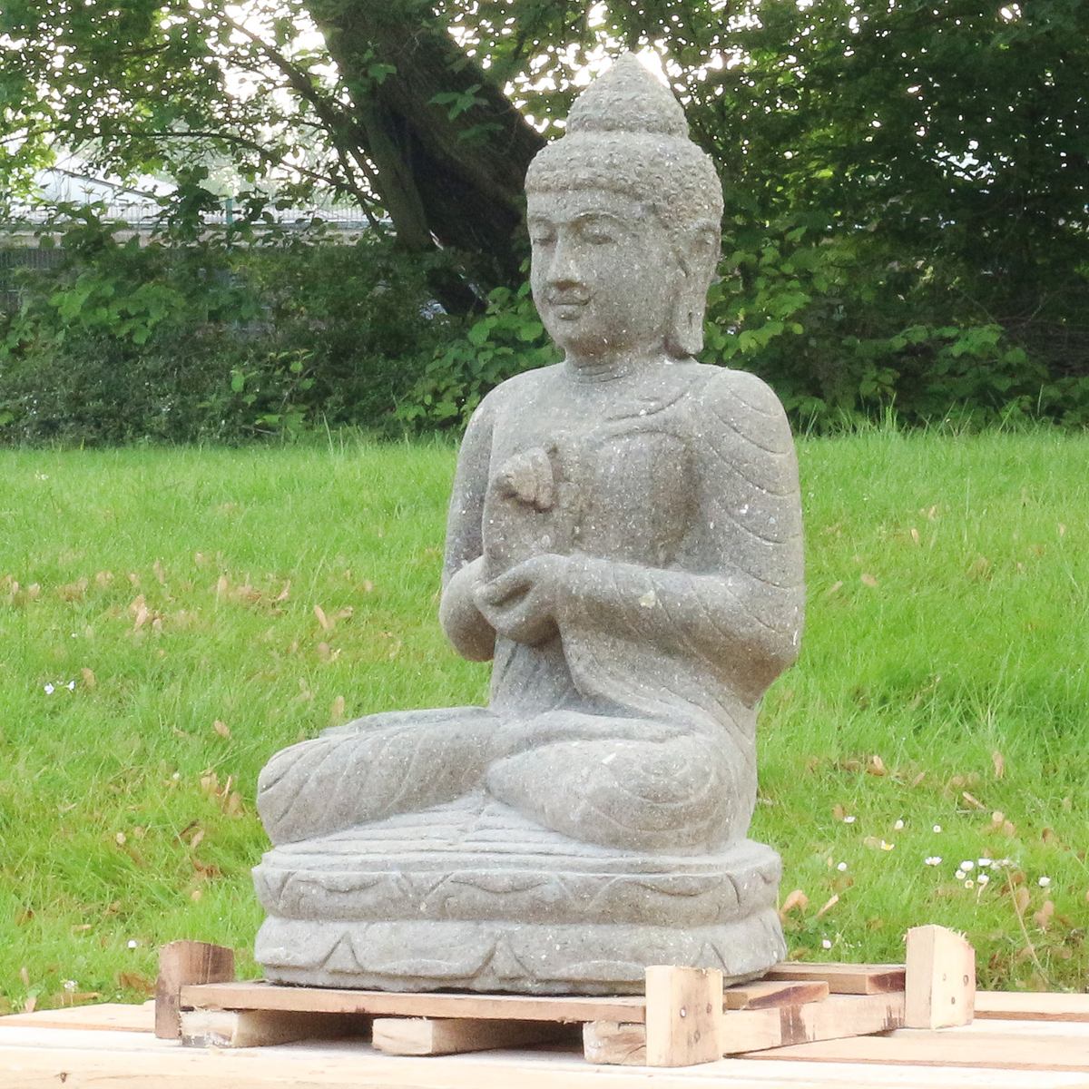 Gartendeko aus Stein Buddha Buddhafigur Skulptur