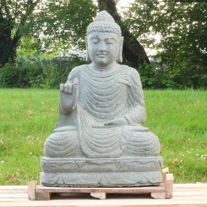 Buddha Garten Steindeko wetterfest Massiv Greenstone