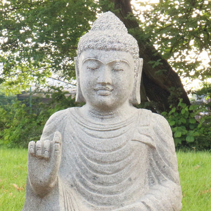 Steinbuddha Gartendeko Buddha aus Stein Figur Massiv