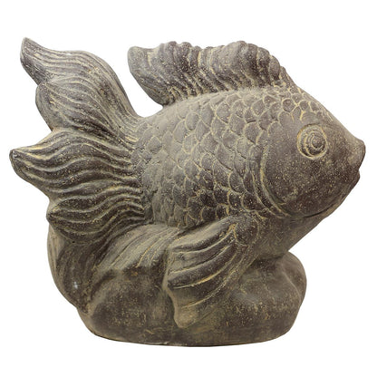 Koi Fisch Steinfigur Dekofigur Skulptur Steinfisch Tierfigur Gartenfigur Garten Steinguss mit Wasseranschluss 67 cm