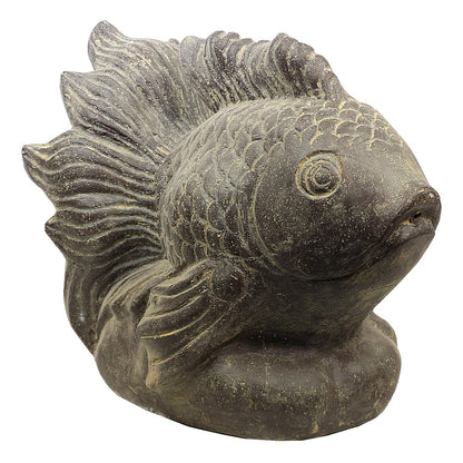 Koi Fisch Steinfigur Dekofigur Skulptur Steinfisch Tierfigur Gartenfigur Garten Steinguss mit Wasseranschluss 67 cm