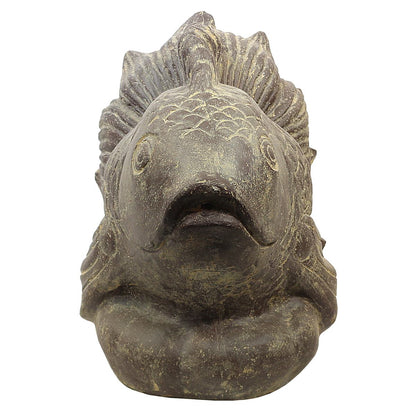 Koi Fisch Steinfigur Dekofigur Skulptur Steinfisch Tierfigur Gartenfigur Garten Steinguss mit Wasseranschluss 67 cm
