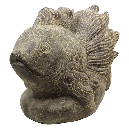 Koi Fisch Steinfigur Dekofigur Skulptur Steinfisch Tierfigur Gartenfigur Garten Steinguss mit Wasseranschluss 67 cm