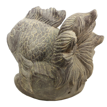 Koi Fisch Steinfigur Dekofigur Skulptur Steinfisch Tierfigur Gartenfigur Garten Steinguss mit Wasseranschluss 67 cm