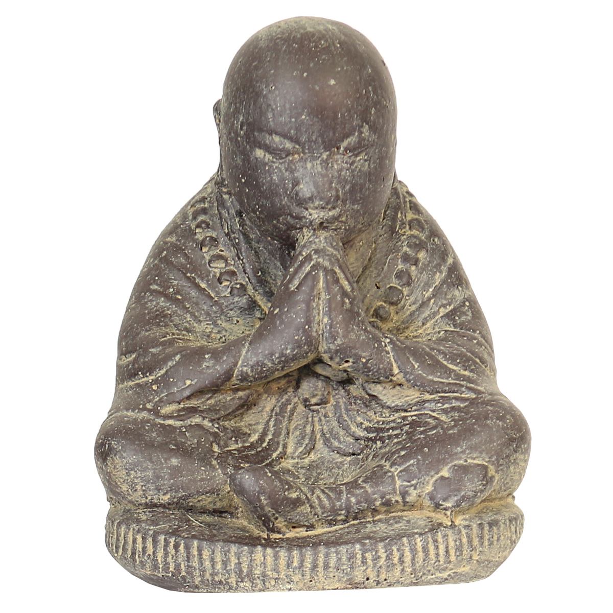 Mönch sitzend Steinfigur Skulptur Stein Lavasand Bali Garten Deko Frostfest Gartenfigur für innen oder außen 20 cm